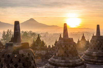 Indonesien Rundreise, Borobudur, Sonnenaufgang, Java Bali Rundreise