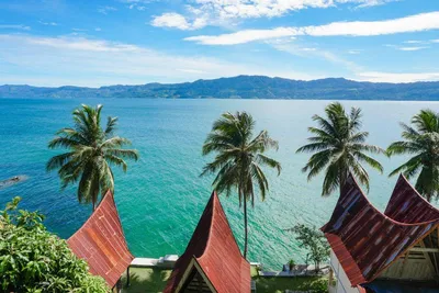 Traditionelle Häuser, Toba See, Sumatra, Indonesien Inselhopping