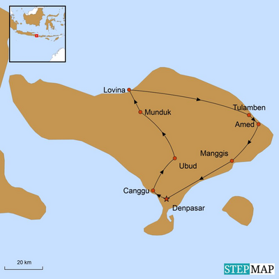 Reiseroute, Bali Rundreise