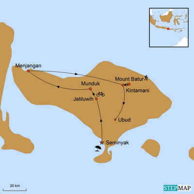Reiseverlauf, Bali intensiv, den Göttern so nah, Indonesien Privatreise, Bali Rundreise