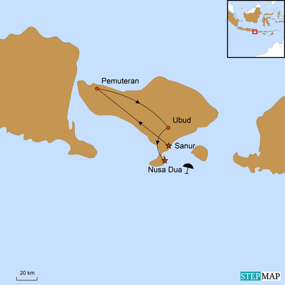 Karte, Indonesien, Familienreise Bali