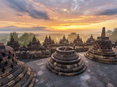 Borobudur Tempel auf Java, Indonesien Reisen